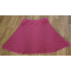 Double D Ranch Womens S Linen Skirt Red Heavy Knit Paneled A Line Elastic Waist